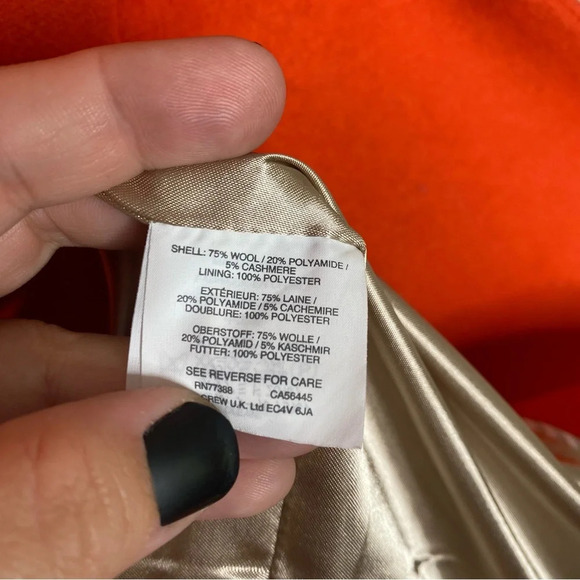 J. Crew Red Radiant Orange Relaxed Topcoat In Italian Wool Cashmere Women's XS - Picture 11 of 12